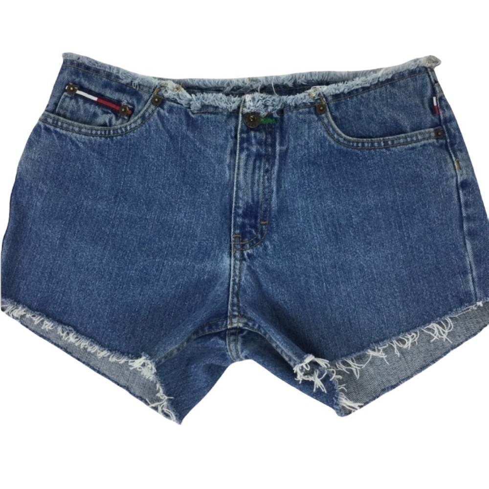 90’s Tommy Hilfiger Cutoff Light Denim Jean Shorts Size 7 JR.